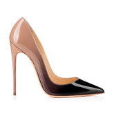 Nude gradient patent high heel pumps - FashionByTeresa